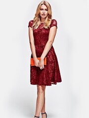 HotSquash Red Lace Fit And Flare Dress - Image 1 of 4