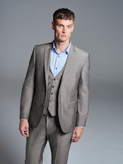 Light Grey Slim Fit Two Button Suit Jacket - Image 1 of 8