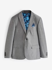 Light Grey Slim Fit Two Button Suit Jacket - Image 3 of 8