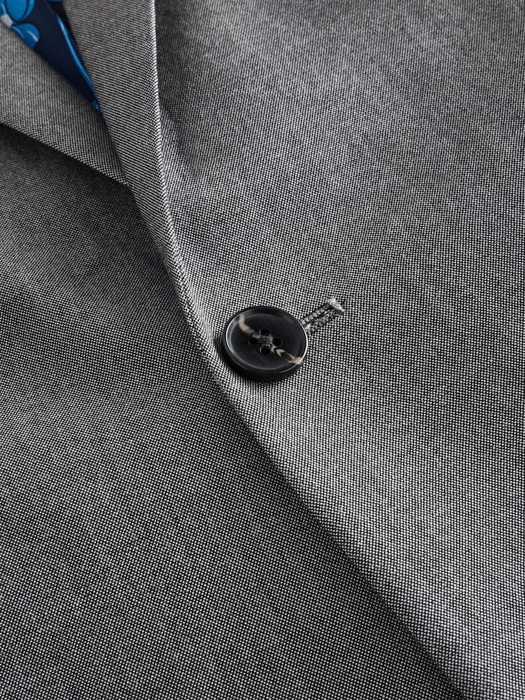 Light Grey Slim Fit Two Button Suit Jacket - Image 5 of 7