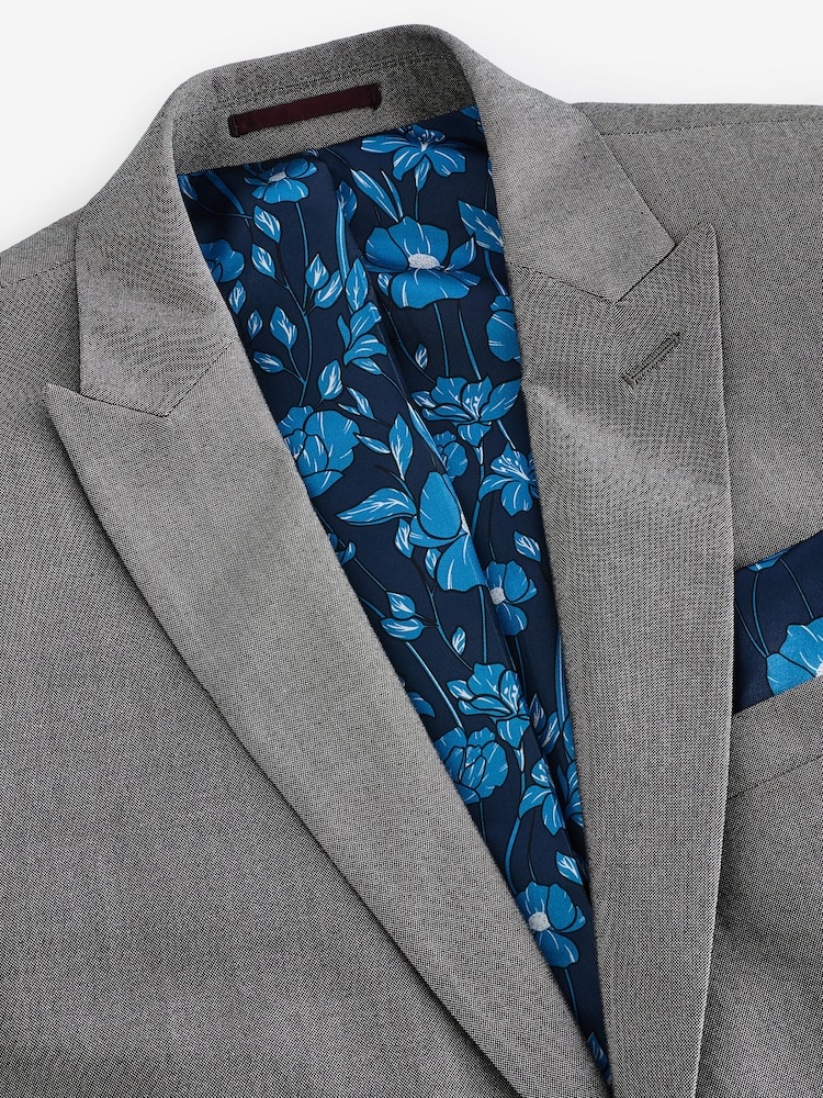 Light Grey Slim Fit Two Button Suit Jacket - Image 6 of 7