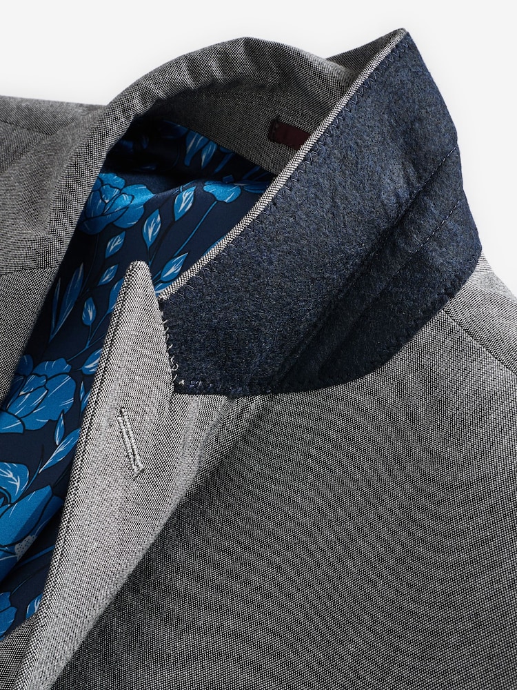 Light Grey Slim Fit Two Button Suit Jacket - Image 8 of 8