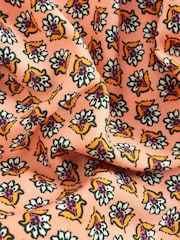 Oranžna Woodblock - Srednje dolga poletna obleka z V-izrezom in hrbtnim izrezom Racer - Slika 6 iz 6