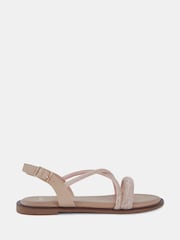 Novo Gold Twinkle Diamante Trim Flat Sandals - Image 2 of 6