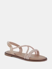 Novo Gold Twinkle Diamante Trim Flat Sandals - Image 3 of 6