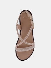 Novo Gold Twinkle Diamante Trim Flat Sandals - Image 5 of 6