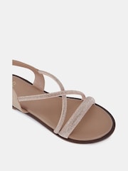 Novo Gold Twinkle Diamante Trim Flat Sandals - Image 6 of 6