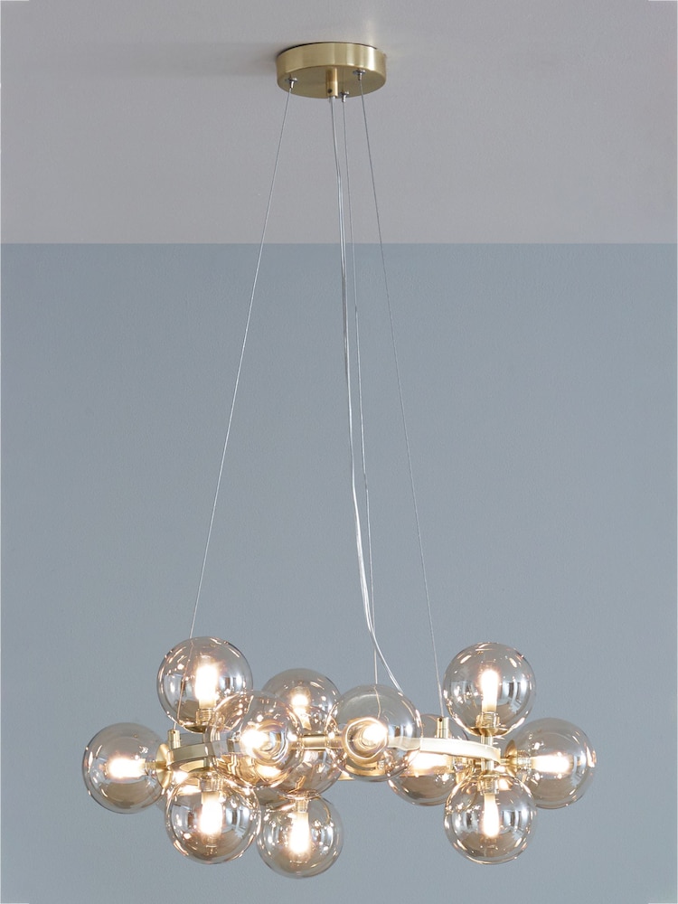 Pacific Gold Vecchio Glass Ball And Metal Ceiling Light Pendant - Image 1 of 2
