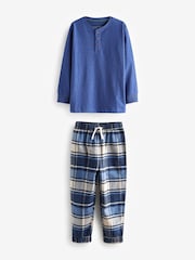 Blue Check Bottom 100% Cotton Pyjamas 2 Pack (3-16yrs) - Image 5 of 7
