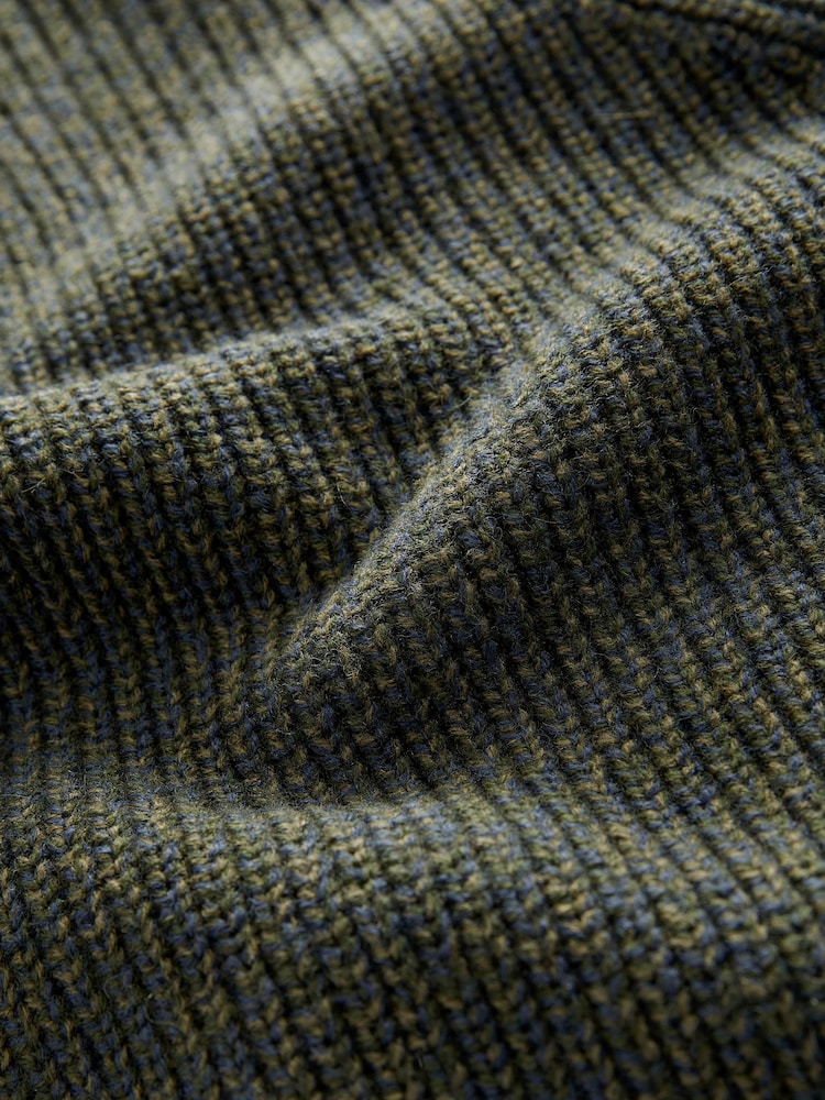 Khaki Green Regular Knitted Zip Neck Jumper - Image 7 of 7