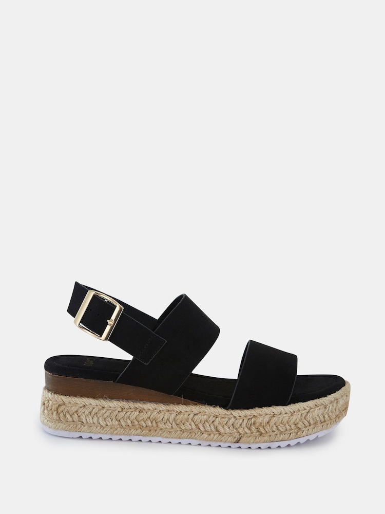 Novo Black Regular Fit Sadie Espadrille Double Strap Sandals - Image 2 of 5