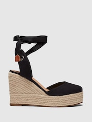 Novo Black Wide Fit Buenos Aries Closed Toe Espadrille Wedges - Image 2 of 4