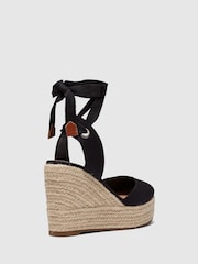 Novo Black Wide Fit Buenos Aries Closed Toe Espadrille Wedges - Image 3 of 4