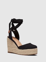 Novo Black Wide Fit Buenos Aries Closed Toe Espadrille Wedges - Image 4 of 4