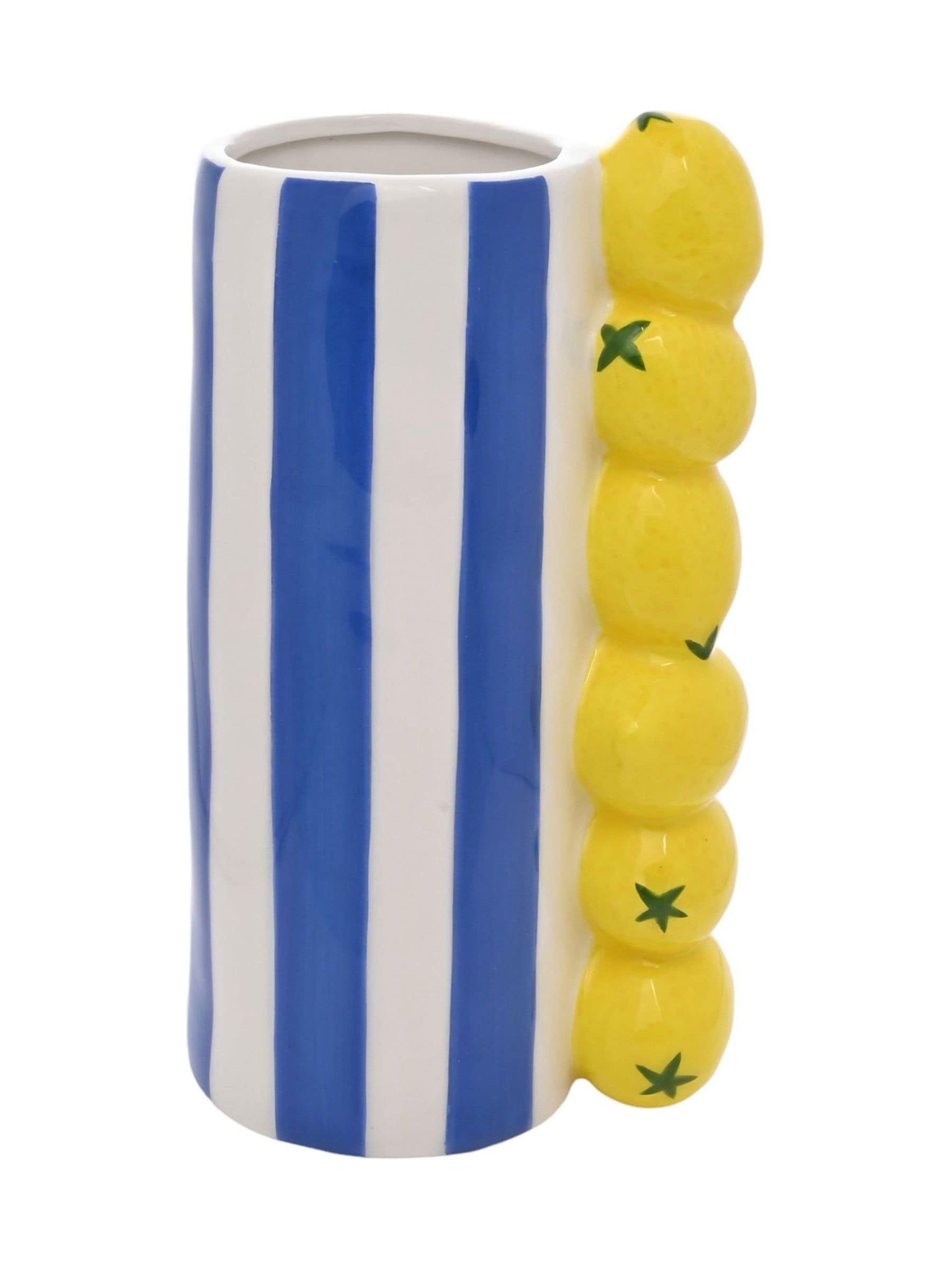 Hestia Unisex Blue Widdop Lemon Vase With Stripes