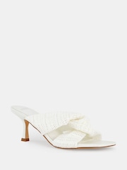 Novo White Urbinos Woven Low Heel Mules - Image 4 of 6