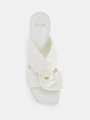Novo White Urbinos Woven Low Heel Mules - Image 5 of 6