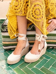 Novo Natural Wide Fit Buenos Aries Closed Toe Espadrille Wedges - Image 1 of 3