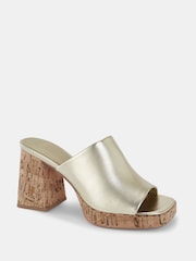 Novo Gold Futura Cork Block Heel Mules - Image 3 of 6
