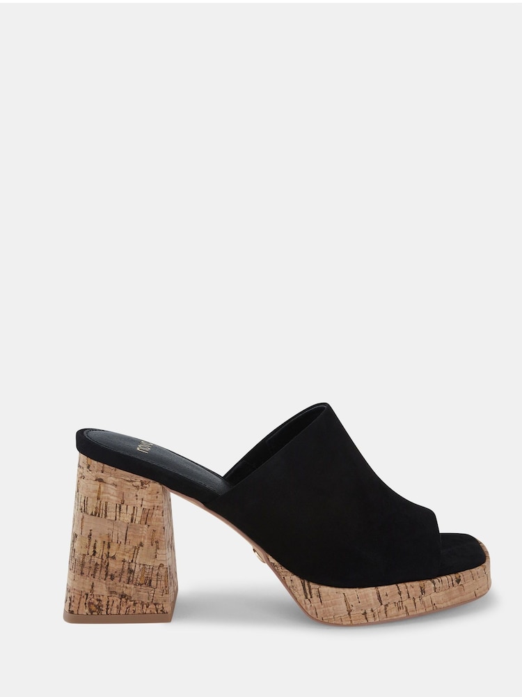 Novo Black Futura Cork Block Heel Mules - Image 2 of 6