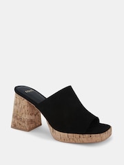 Novo Black Futura Cork Block Heel Mules - Image 3 of 6