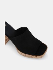Novo Black Futura Cork Block Heel Mules - Image 4 of 6