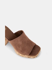 Novo Brown Futura Cork Block Heel Mules - Image 4 of 6