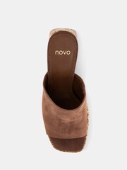 Novo Brown Futura Cork Block Heel Mules - Image 5 of 6