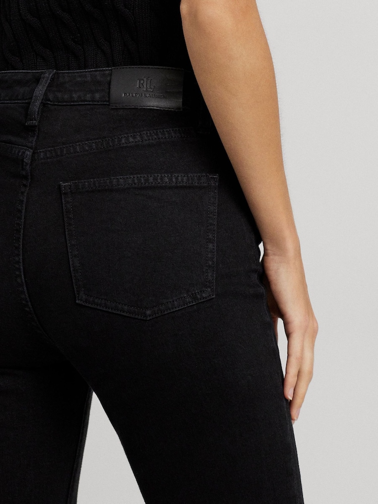 Czarny - Lauren Ralph Lauren High Rise Skinny Ankle Stretch Denim Jeans - Image 9 of 10