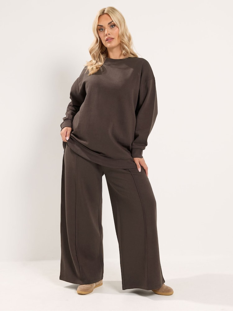 Yours Curve Brown Crew Neck Sweatshirt - Image 2 of 4