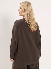 Yours Curve Brown Crew Neck Sweatshirt - Image 3 of 4