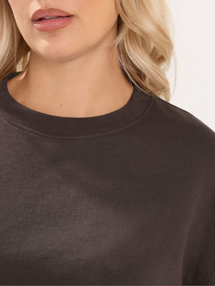 Yours Curve Brown Crew Neck Sweatshirt - Image 4 of 4