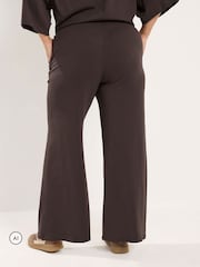 Yours Curve Brown Cotton Wide Leg Trousers - Image 3 of 6