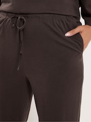 Yours Curve Brown Cotton Wide Leg Trousers - Image 4 of 6