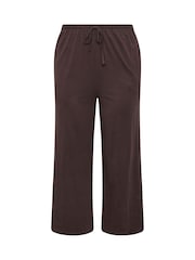 Yours Curve Brown Cotton Wide Leg Trousers - Image 5 of 6