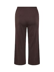 Yours Curve Brown Cotton Wide Leg Trousers - Image 6 of 6