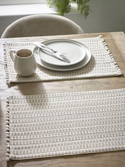 Set of 2 Natural 100% Cotton Geo Fabric Placemats - Image 1 of 1