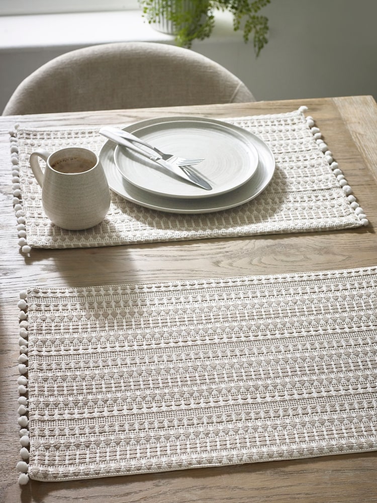 Set of 2 Natural 100% Cotton Geo Fabric Placemats - Image 1 of 1