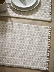 Set of 2 Natural 100% Cotton Geo Fabric Placemats - Image 2 of 4
