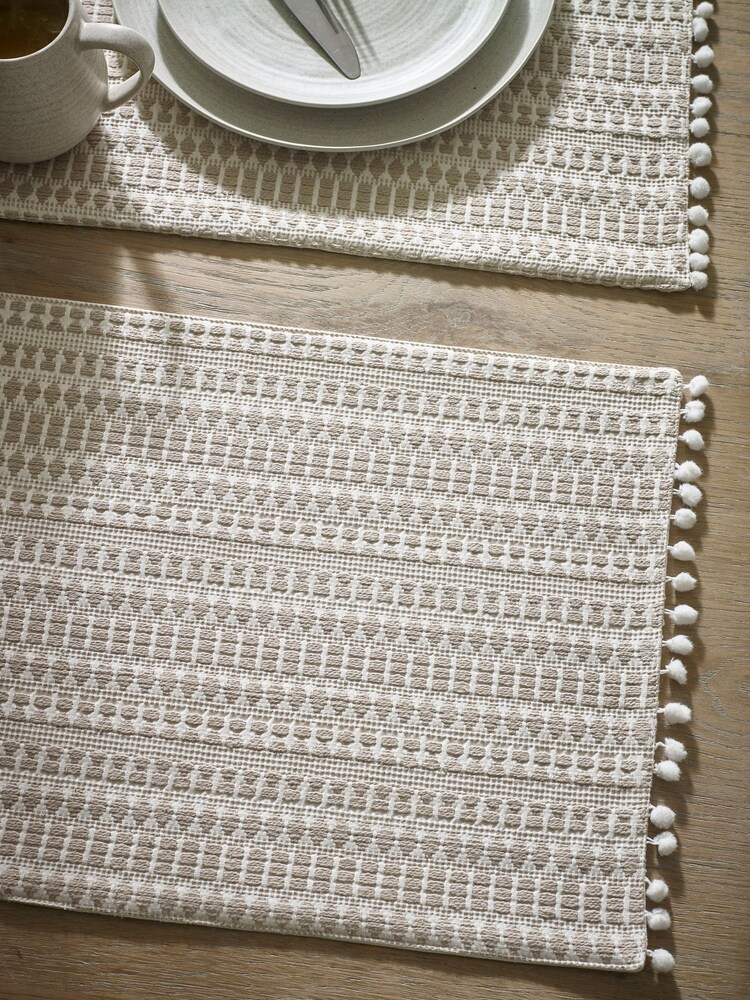 Set of 2 Natural 100% Cotton Geo Fabric Placemats - Image 2 of 4