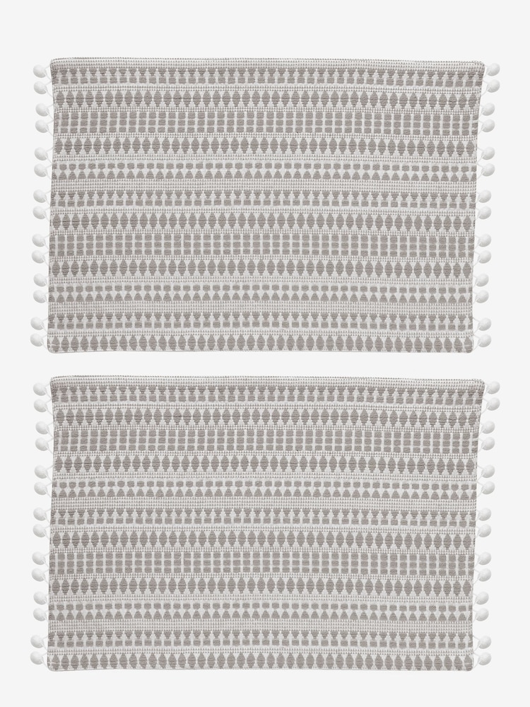 Set of 2 Natural 100% Cotton Geo Fabric Placemats - Image 4 of 4