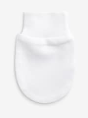 White 100% Cotton Baby Scratch Mitts 3 Pack - Image 2 of 2
