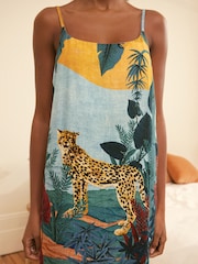 Orange Jungle Print Linen Blend Slip - Image 5 of 7