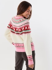 Threadbare Pink Fairisle Cable Knit Christmas Jumper - Image 4 of 5
