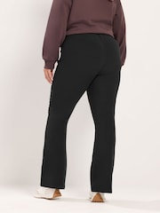 Yours Curve Black Ottoman Ribbed Flare Leggings - Image 3 of 6