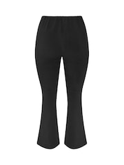 Yours Curve Black Ottoman Ribbed Flare Leggings - Image 5 of 6