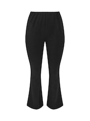 Yours Curve Black Ottoman Ribbed Flare Leggings - Image 6 of 6