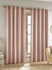 Enhanced Living Pink Savoy Eyelet Ready Made Blackout Eyelet Curtains - Image 1 of 3