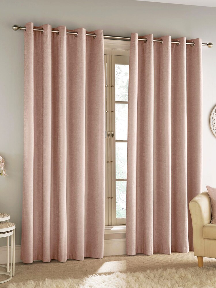 Enhanced Living Pink Savoy Eyelet Ready Made Blackout Eyelet Curtains - Image 1 of 3
