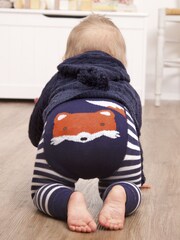 JoJo Maman Bébé Navy Fox Knitted Leggings - Image 1 of 3
